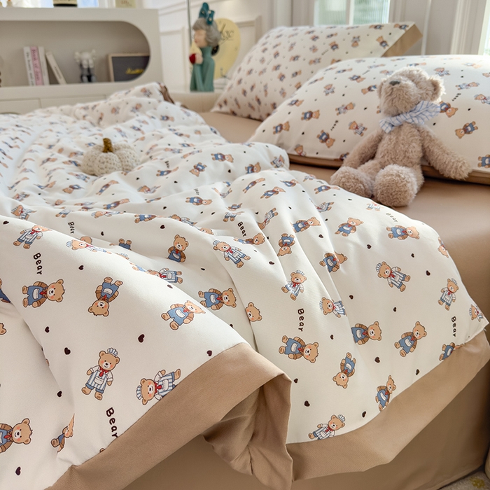 91家纺网 家纺一手货源 找家纺 悦织语 2026新款A类针织棉双层纱韩版夏被四件套空调被 希格文