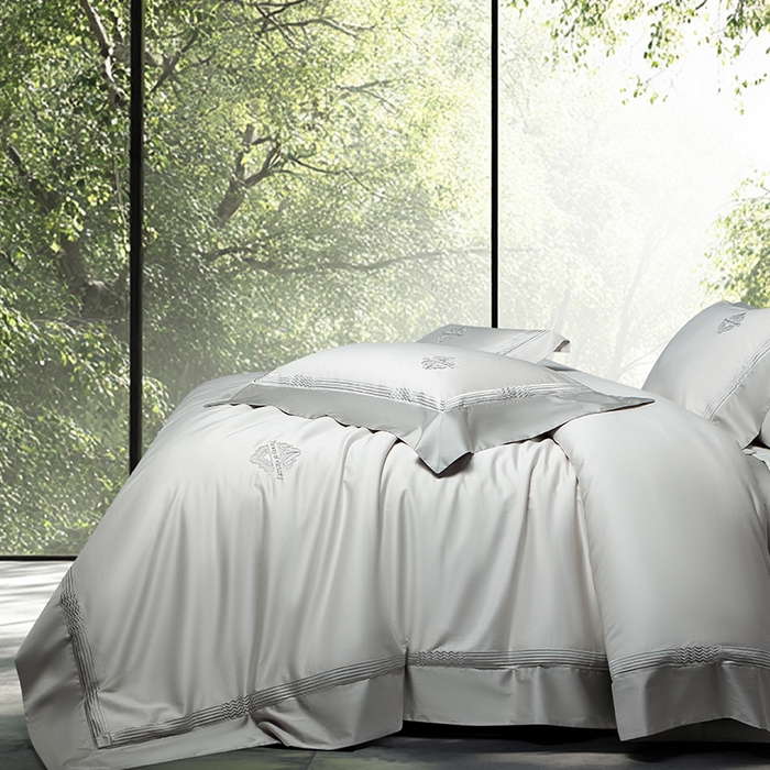 91家纺网 家纺一手货源 找家纺 诗黛尔家纺 2026春夏新款 高端长绒棉刺绣 柏林系列 柏林-绅士灰