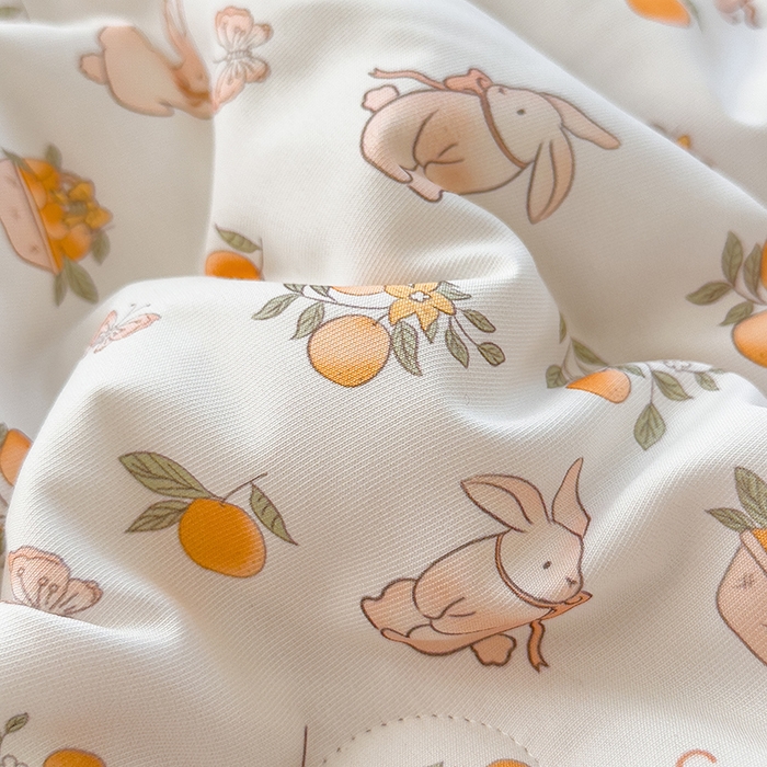 91家纺网 家纺一手货源 找家纺 悦织语 2026新款A类针织棉双层纱韩版夏被四件套空调被 兔兔爱果子