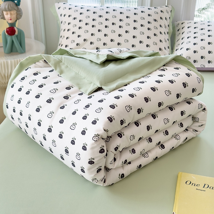 91家纺网 家纺一手货源 找家纺 悦织语 2026新款A类针织棉双层纱韩版夏被四件套空调被 朵朵小花