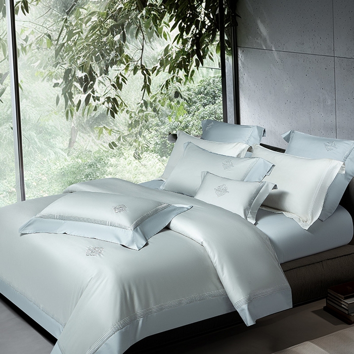 91家纺网 家纺一手货源 找家纺 诗黛尔家纺 2026春夏新款 高端长绒棉刺绣 柏林系列 柏林-水晶兰