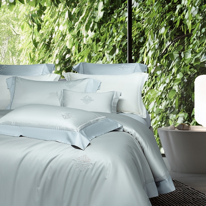 91家纺网 家纺一手货源 找家纺 诗黛尔家纺 2026春夏新款 高端长绒棉刺绣 柏林系列 柏林-水晶兰