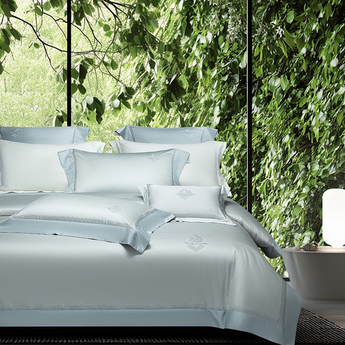 91家纺网 家纺一手货源 找家纺 诗黛尔家纺 2026春夏新款 高端长绒棉刺绣 柏林系列 柏林-水晶兰