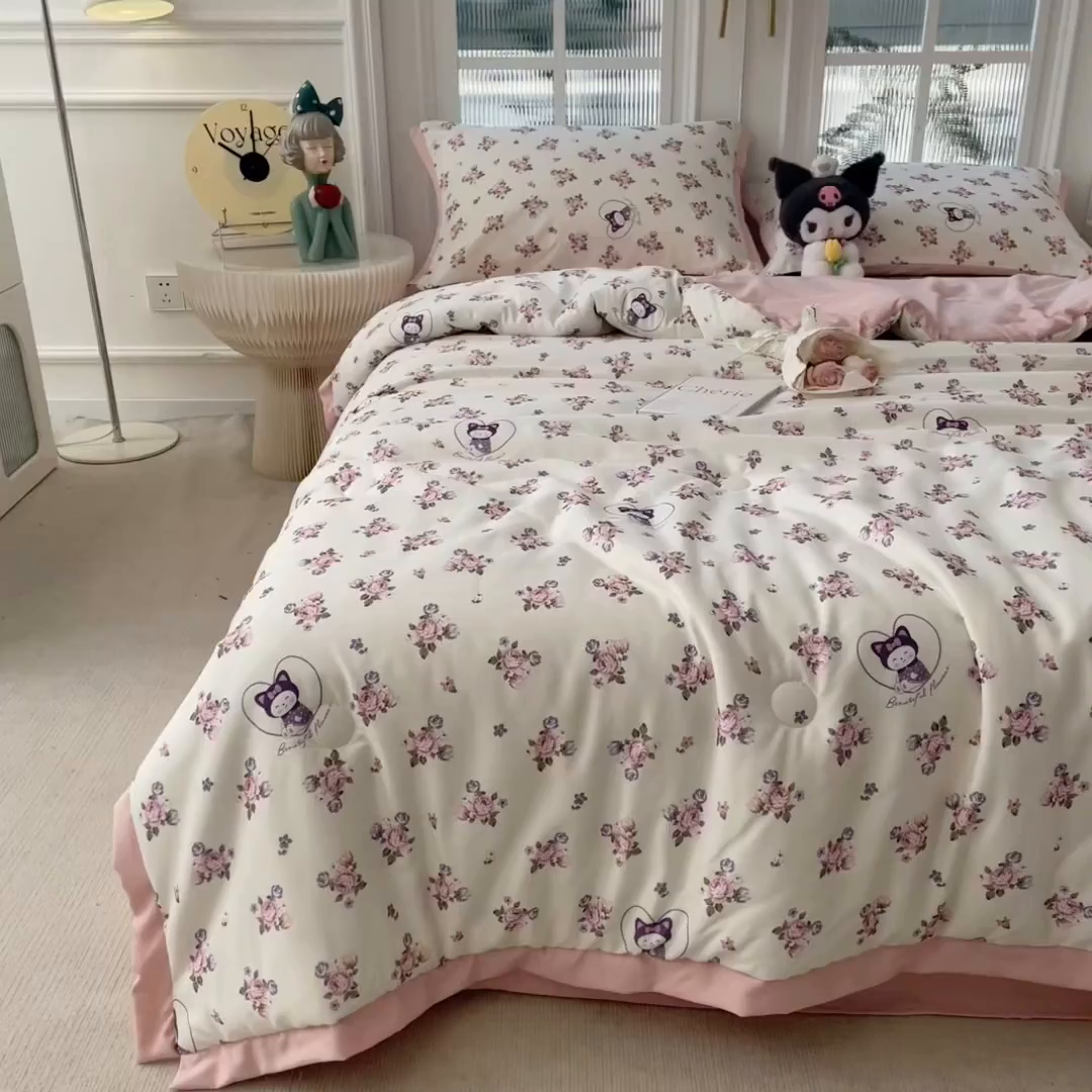 91家纺网 家纺一手货源 找家纺 （总）悦织语 2026新款A类针织棉双层纱韩版夏被四件套空调被