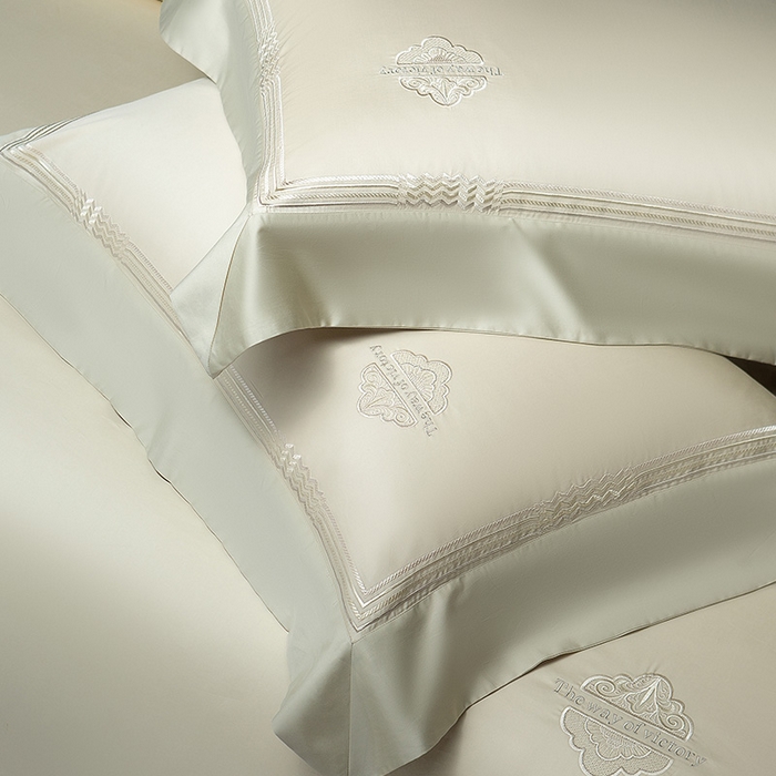 91家纺网 家纺一手货源 找家纺 诗黛尔家纺 2026春夏新款 高端长绒棉刺绣 柏林系列 柏林-油果绿