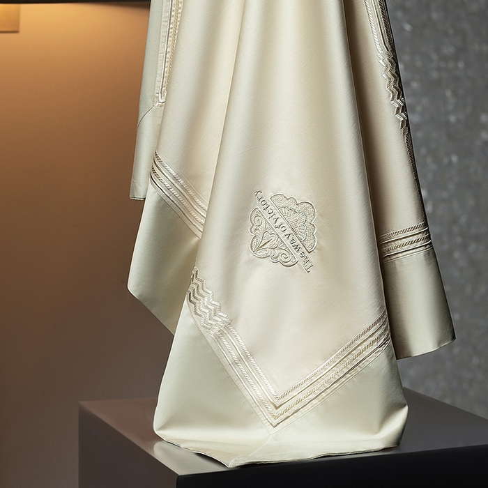 91家纺网 家纺一手货源 找家纺 诗黛尔家纺 2026春夏新款 高端长绒棉刺绣 柏林系列 柏林-油果绿