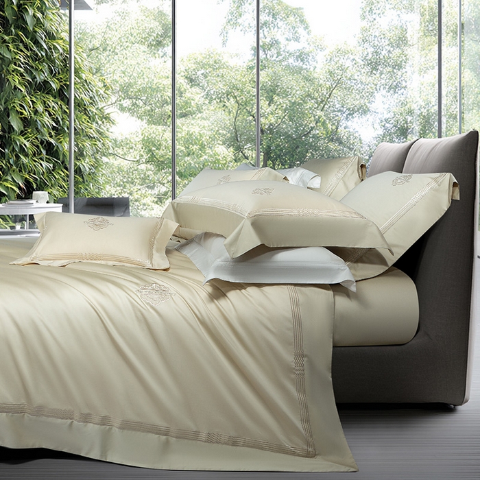 91家纺网 家纺一手货源 找家纺 诗黛尔家纺 2026春夏新款 高端长绒棉刺绣 柏林系列 柏林-油果绿