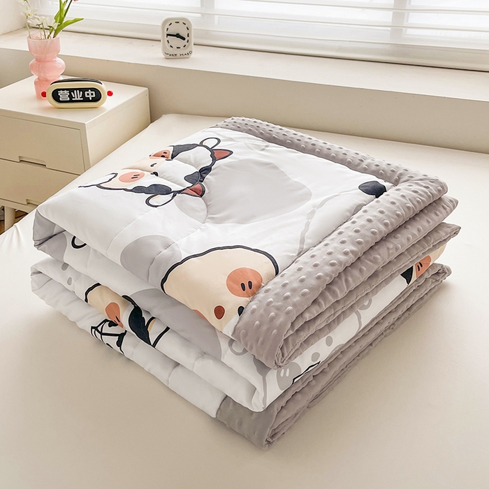 悦织语 2026新款水洗棉双层纱豆豆被大豆夏凉被 软萌妞妞