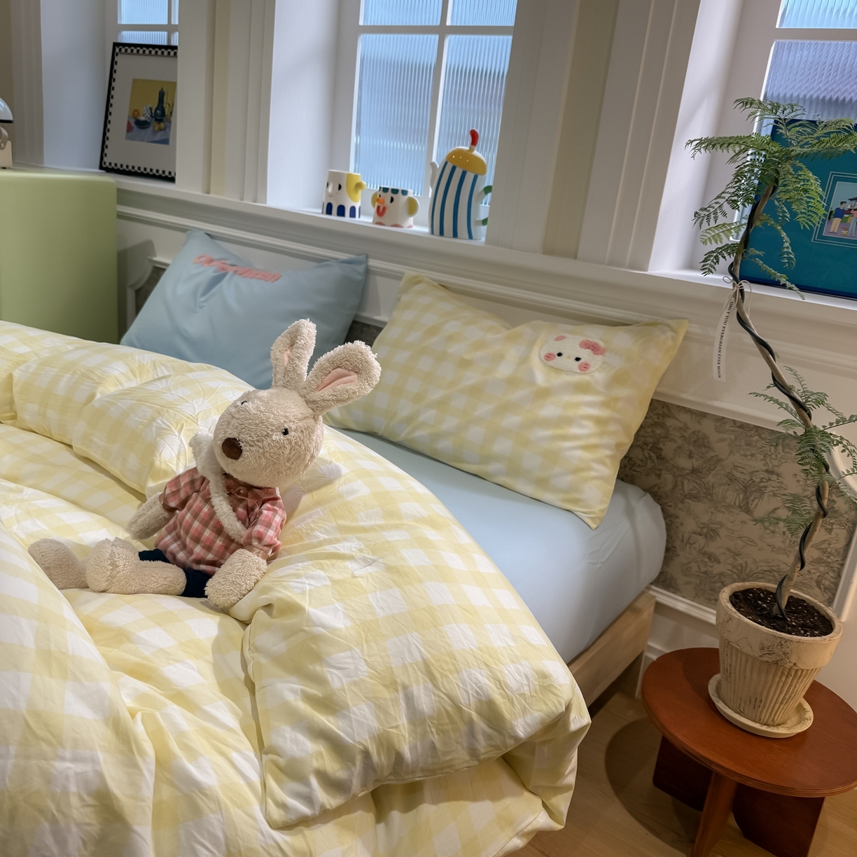 91家纺网 家纺一手货源 找家纺 我心家纺 2026新款水洗棉毛巾绣四件套 公主猫-黄格