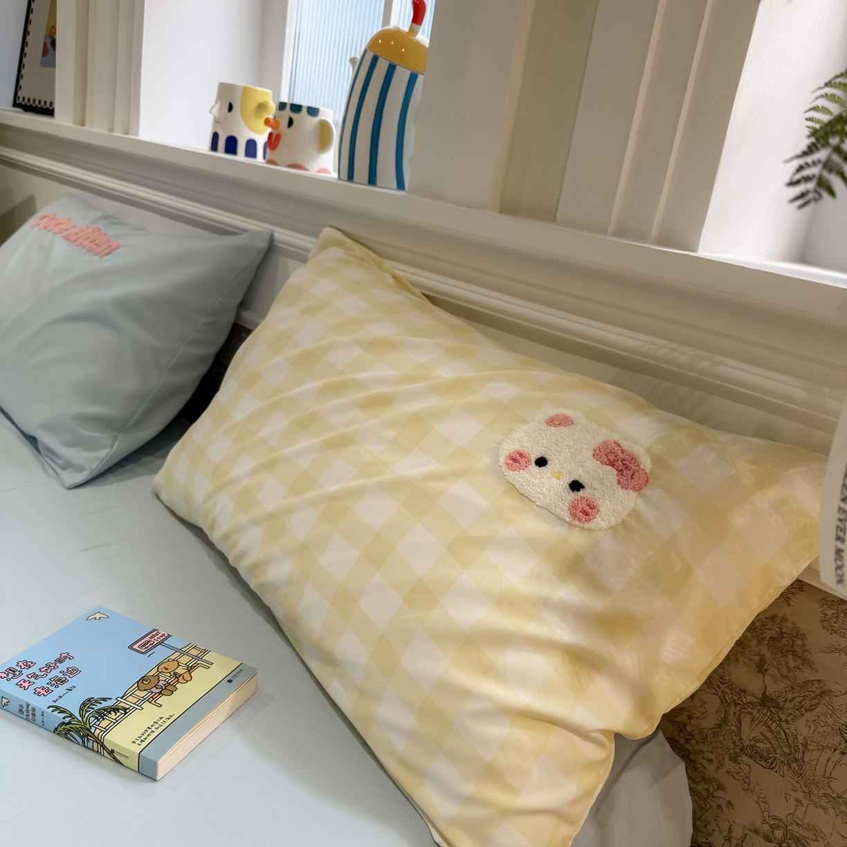 91家纺网 家纺一手货源 找家纺 我心家纺 2026新款水洗棉毛巾绣四件套 公主猫-黄格