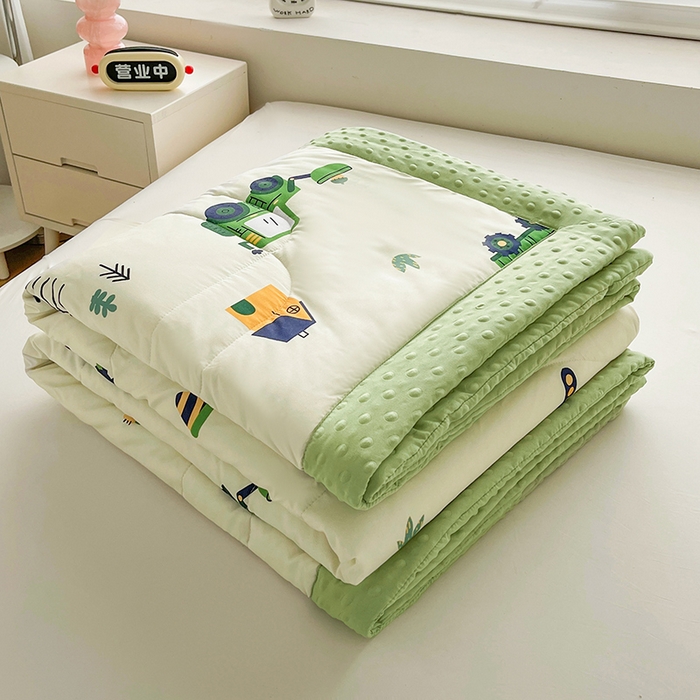 悦织语 2026新款水洗棉双层纱豆豆被大豆夏凉被 挖掘机