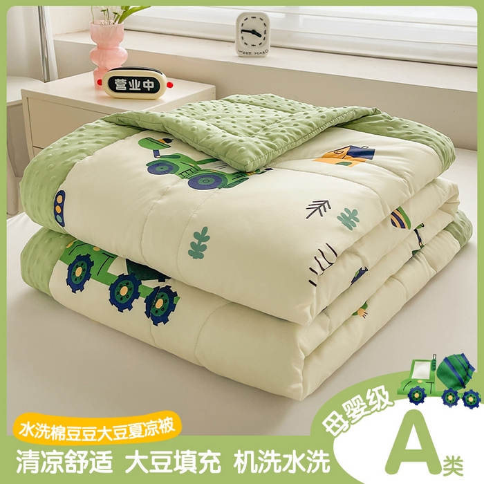 91家纺网 家纺一手货源 找家纺 （总）悦织语 2026新款A类水洗棉双层纱豆豆被大豆夏凉被