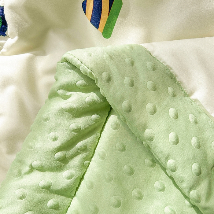 91家纺网 家纺一手货源 找家纺 悦织语 2026新款水洗棉双层纱豆豆被大豆夏凉被 挖掘机