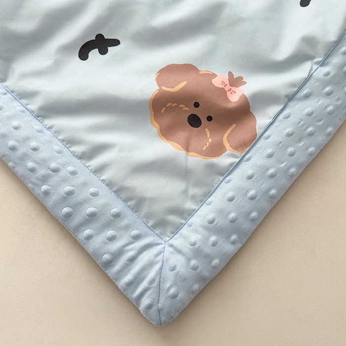 91家纺网 家纺一手货源 找家纺 悦织语 2026新款水洗棉双层纱豆豆被大豆夏凉被 汪汪队