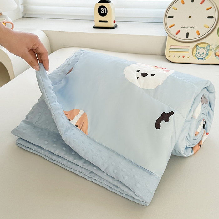 91家纺网 家纺一手货源 找家纺 悦织语 2026新款水洗棉双层纱豆豆被大豆夏凉被 汪汪队