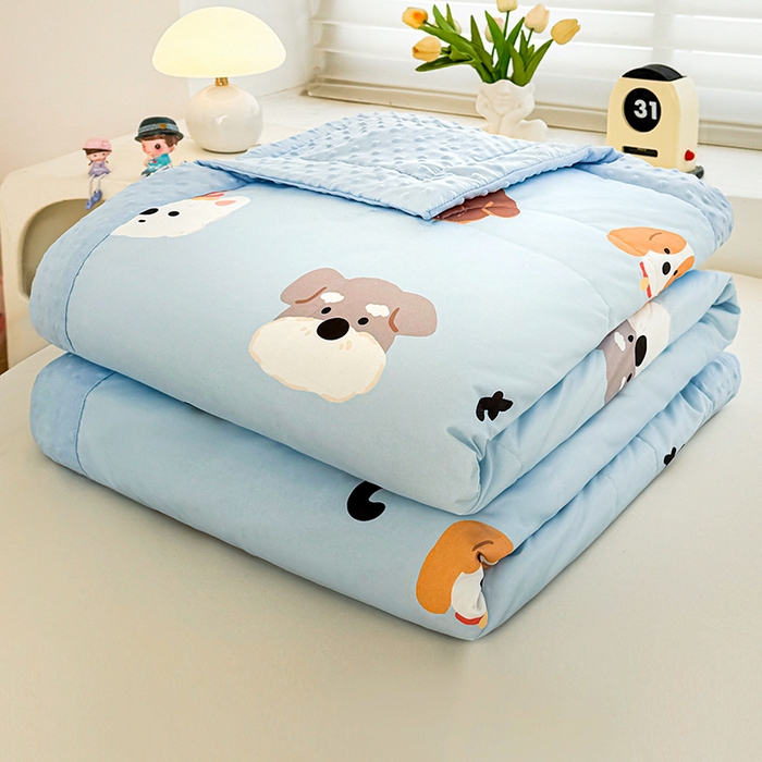 91家纺网 家纺一手货源 找家纺 悦织语 2026新款水洗棉双层纱豆豆被大豆夏凉被 汪汪队