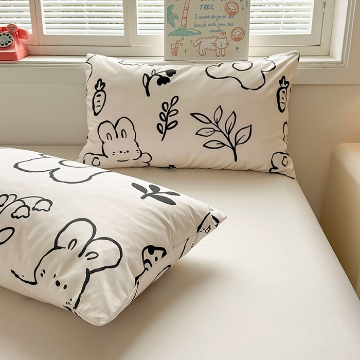 91家纺网 家纺一手货源 找家纺 悦织语 2026新款水洗棉双层纱豆豆被大豆夏凉被 线条兔