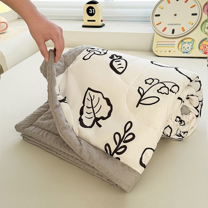 91家纺网 家纺一手货源 找家纺 悦织语 2026新款水洗棉双层纱豆豆被大豆夏凉被 线条兔