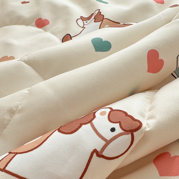 91家纺网 家纺一手货源 找家纺 悦织语 2026新款水洗棉双层纱豆豆被大豆夏凉被 旋转木马