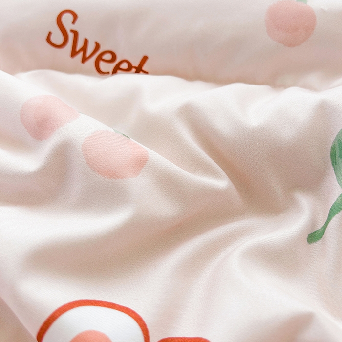 91家纺网 家纺一手货源 找家纺 悦织语 2026新款水洗棉双层纱豆豆被大豆夏凉被 樱桃兔兔