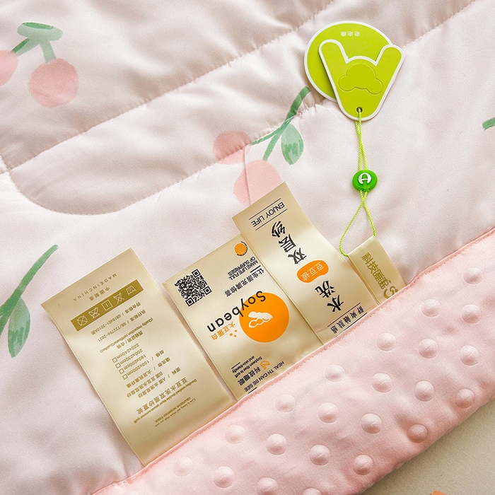 91家纺网 家纺一手货源 找家纺 悦织语 2026新款水洗棉双层纱豆豆被大豆夏凉被 樱桃兔兔