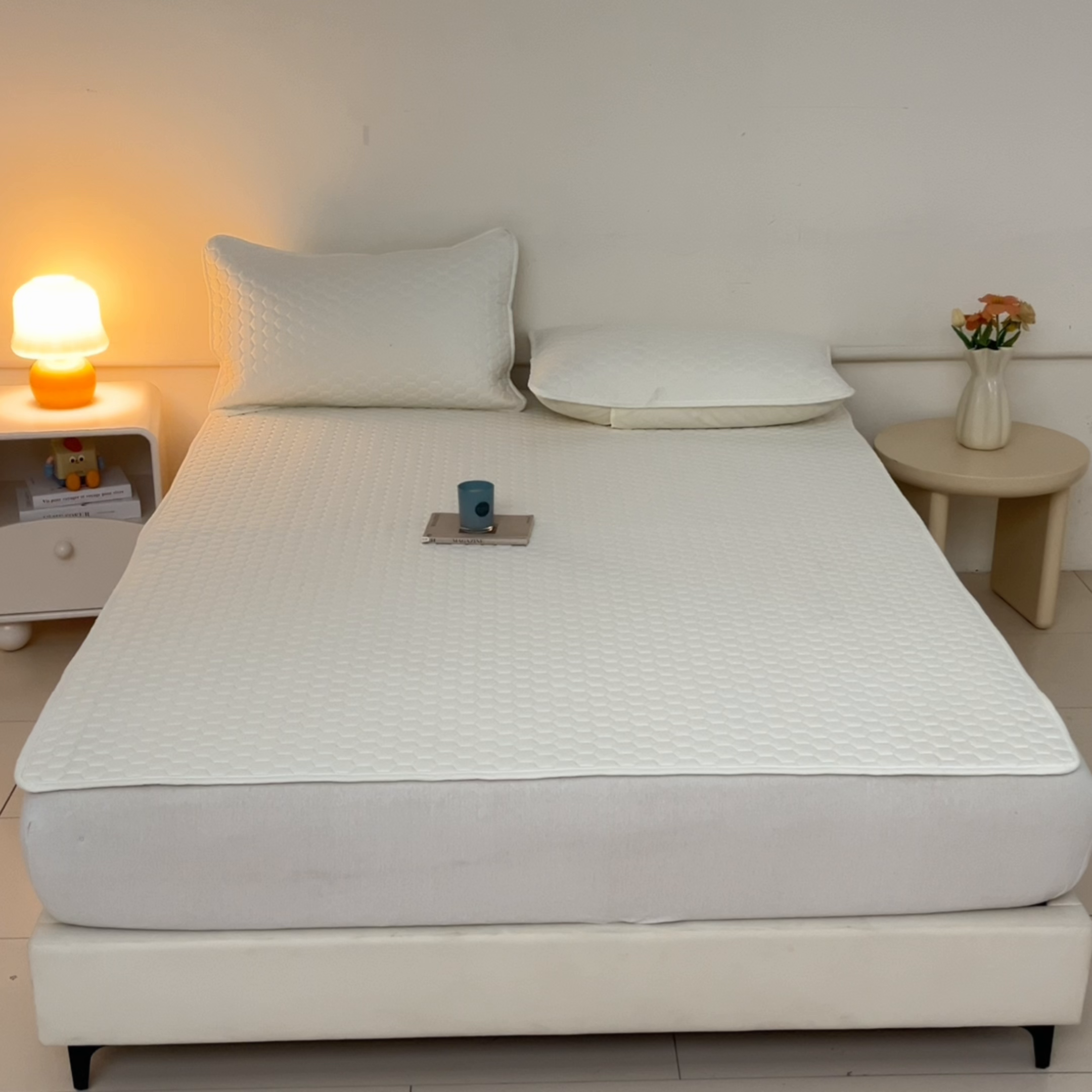 91家纺网 家纺一手货源 找家纺 （总）摩妮卡 2026新款水洗棉夹棉防水床褥床垫款三件套