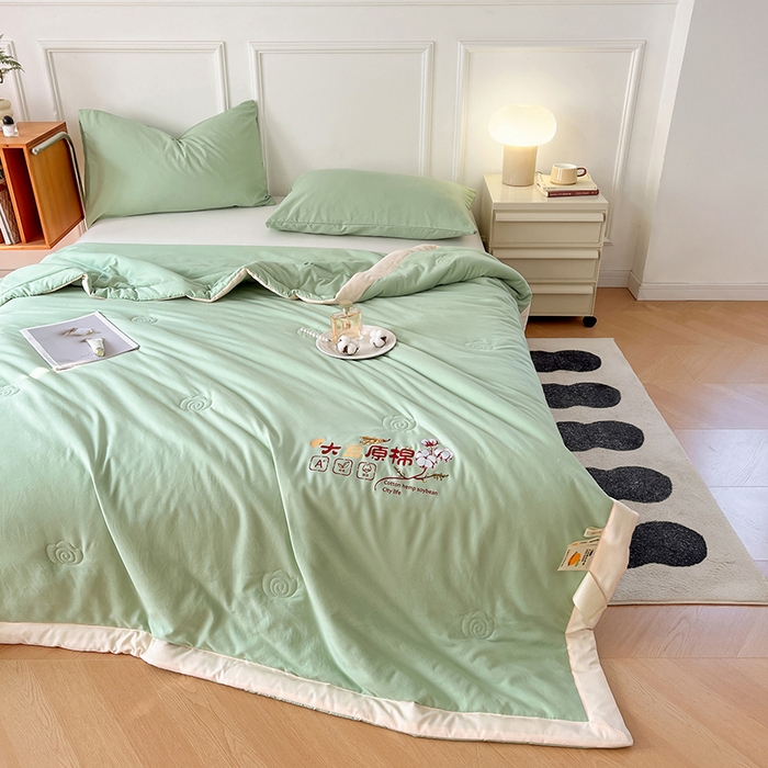 91家纺网 家纺一手货源 找家纺 （总）悦织语 2026新款A类纯色原棉大豆夏被