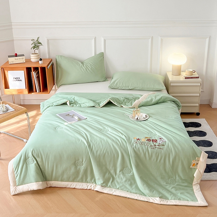 91家纺网 家纺一手货源 找家纺 （总）悦织语 2026新款A类纯色原棉大豆夏被