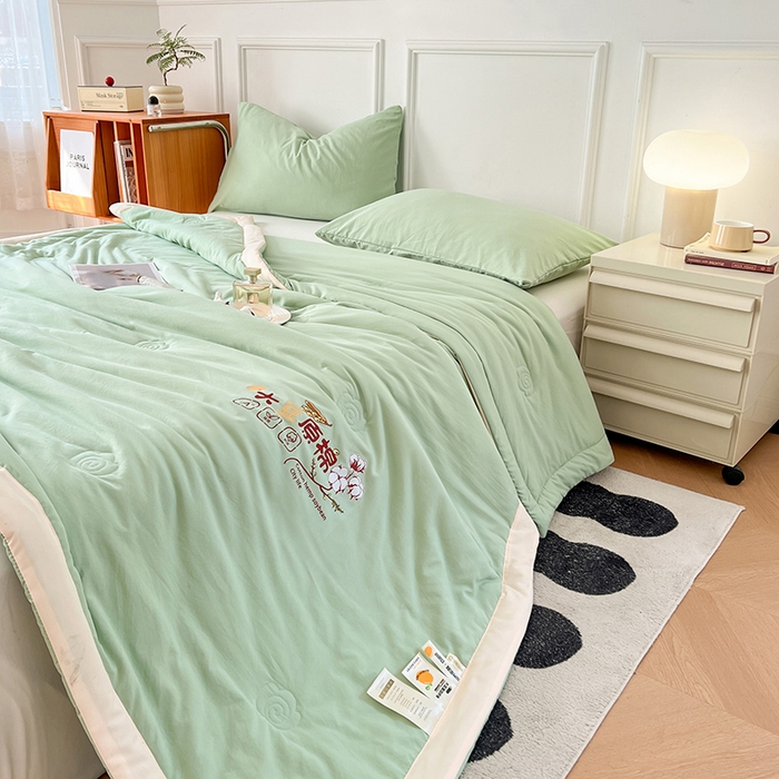 91家纺网 家纺一手货源 找家纺 （总）悦织语 2026新款A类纯色原棉大豆夏被