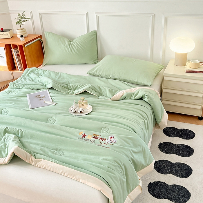 91家纺网 家纺一手货源 找家纺 （总）悦织语 2026新款A类纯色原棉大豆夏被