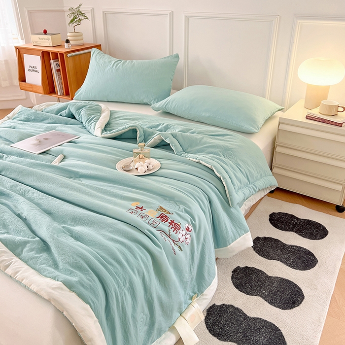 91家纺网 家纺一手货源 找家纺 （总）悦织语 2026新款A类纯色原棉大豆夏被