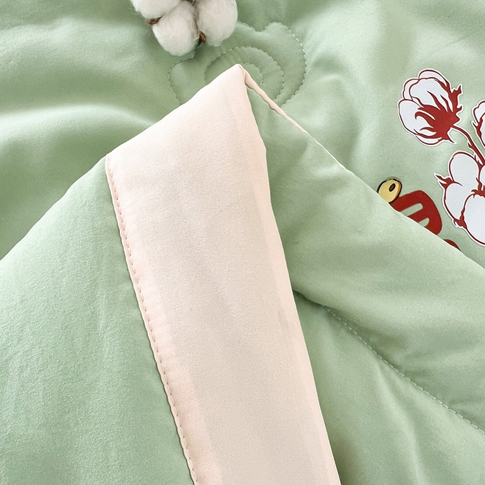 91家纺网 家纺一手货源 找家纺 悦织语 2026新款A类纯色原棉大豆夏被 原棉-抹茶绿