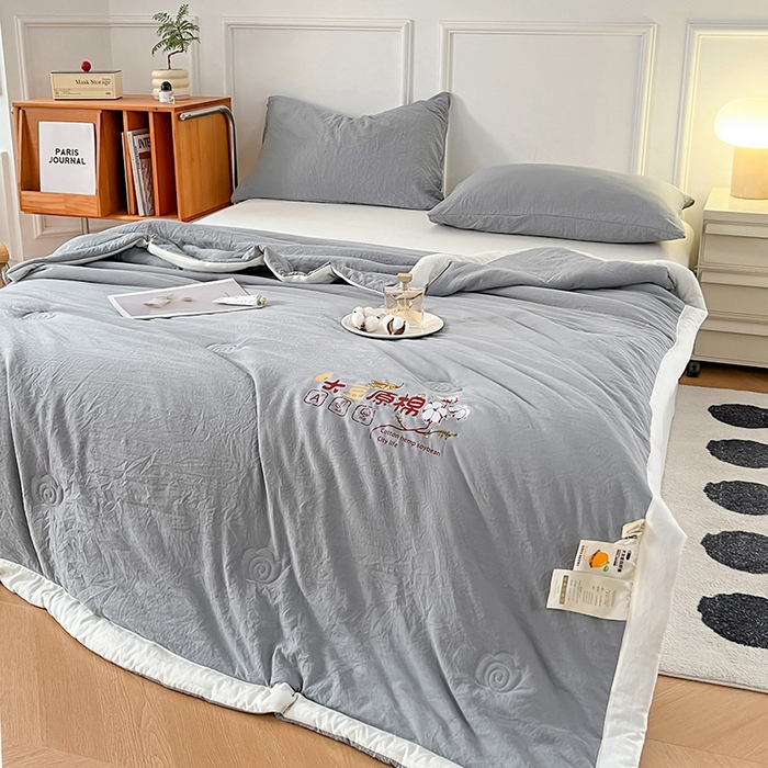 91家纺网 家纺一手货源 找家纺 悦织语 2026新款A类纯色原棉大豆夏被 原棉-灰