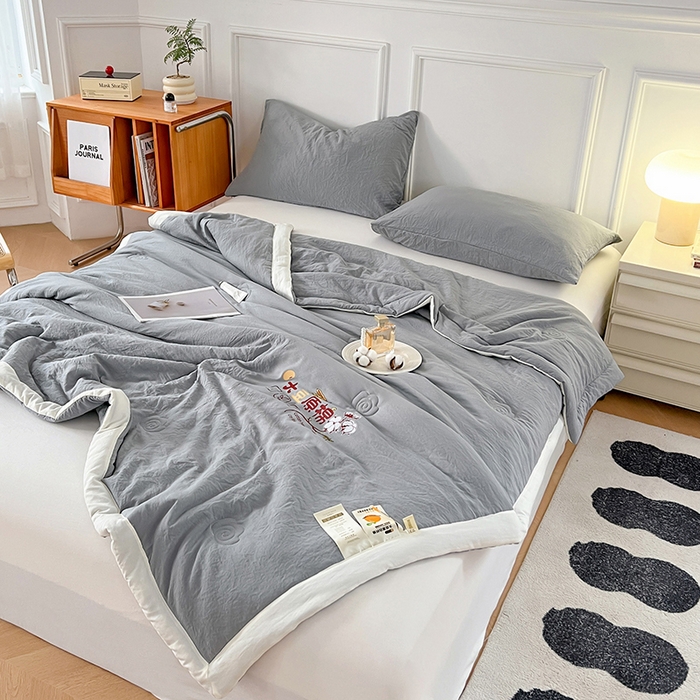 91家纺网 家纺一手货源 找家纺 悦织语 2026新款A类纯色原棉大豆夏被 原棉-灰