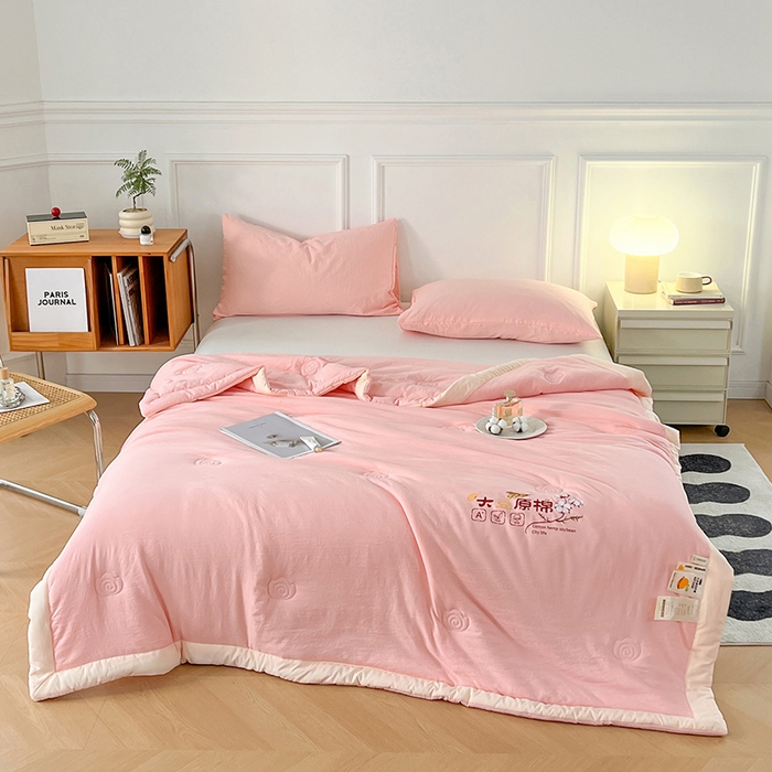 91家纺网 家纺一手货源 找家纺 悦织语 2026新款A类纯色原棉大豆夏被 原棉-粉