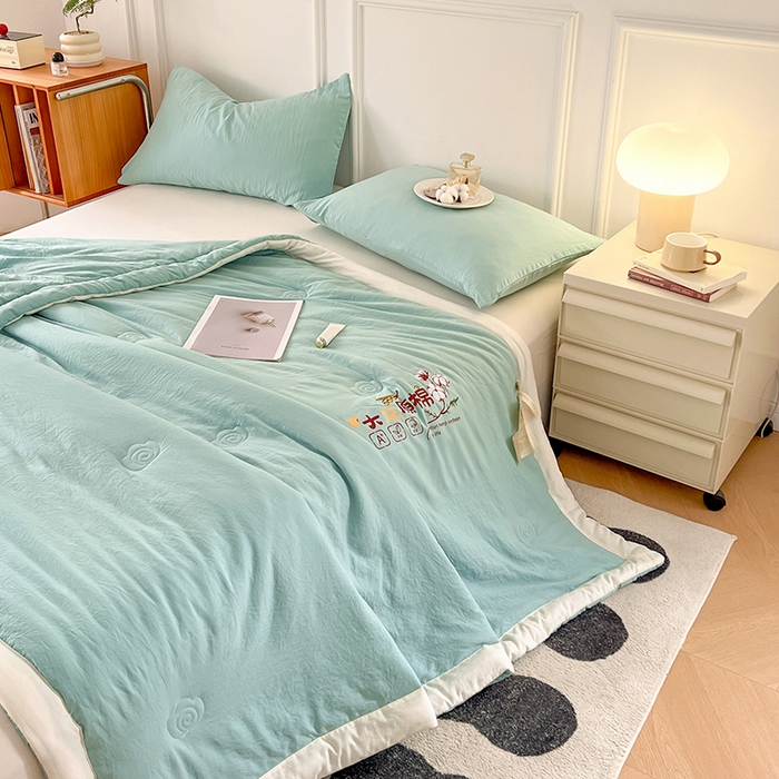 91家纺网 家纺一手货源 找家纺 悦织语 2026新款A类纯色原棉大豆夏被 原棉-海青