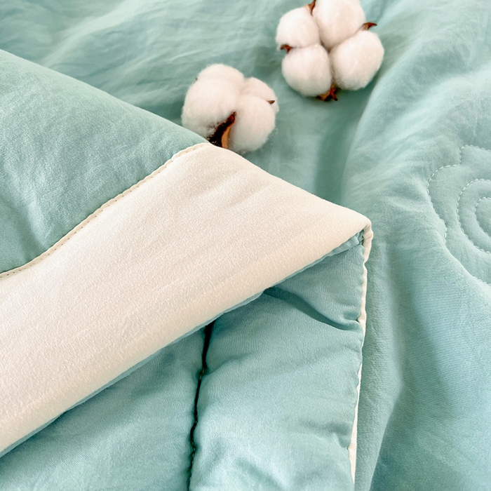 91家纺网 家纺一手货源 找家纺 悦织语 2026新款A类纯色原棉大豆夏被 原棉-海青