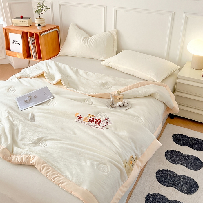 悦织语 2026新款A类纯色原棉大豆夏被 原棉-米白