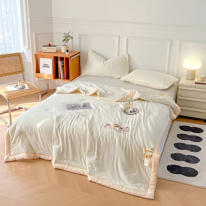 91家纺网 家纺一手货源 找家纺 悦织语 2026新款A类纯色原棉大豆夏被 原棉-米白