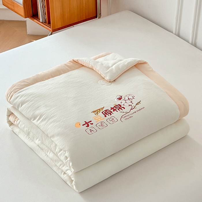 91家纺网 家纺一手货源 找家纺 悦织语 2026新款A类纯色原棉大豆夏被 原棉-米白