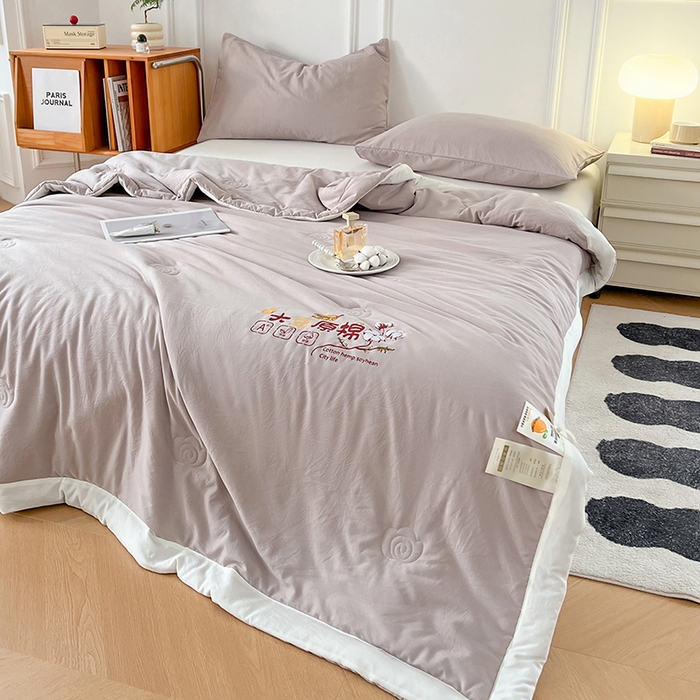 91家纺网 家纺一手货源 找家纺 悦织语 2026新款A类纯色原棉大豆夏被 原棉-藕粉