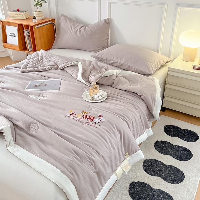 91家纺网 家纺一手货源 找家纺 悦织语 2026新款A类纯色原棉大豆夏被 原棉-藕粉