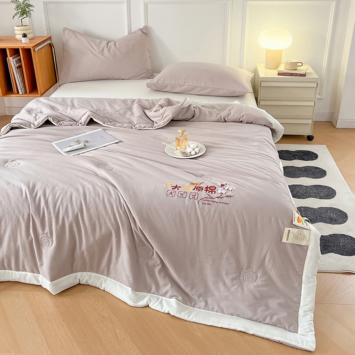 91家纺网 家纺一手货源 找家纺 悦织语 2026新款A类纯色原棉大豆夏被 原棉-藕粉