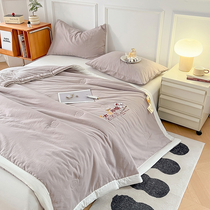 91家纺网 家纺一手货源 找家纺 悦织语 2026新款A类纯色原棉大豆夏被 原棉-藕粉