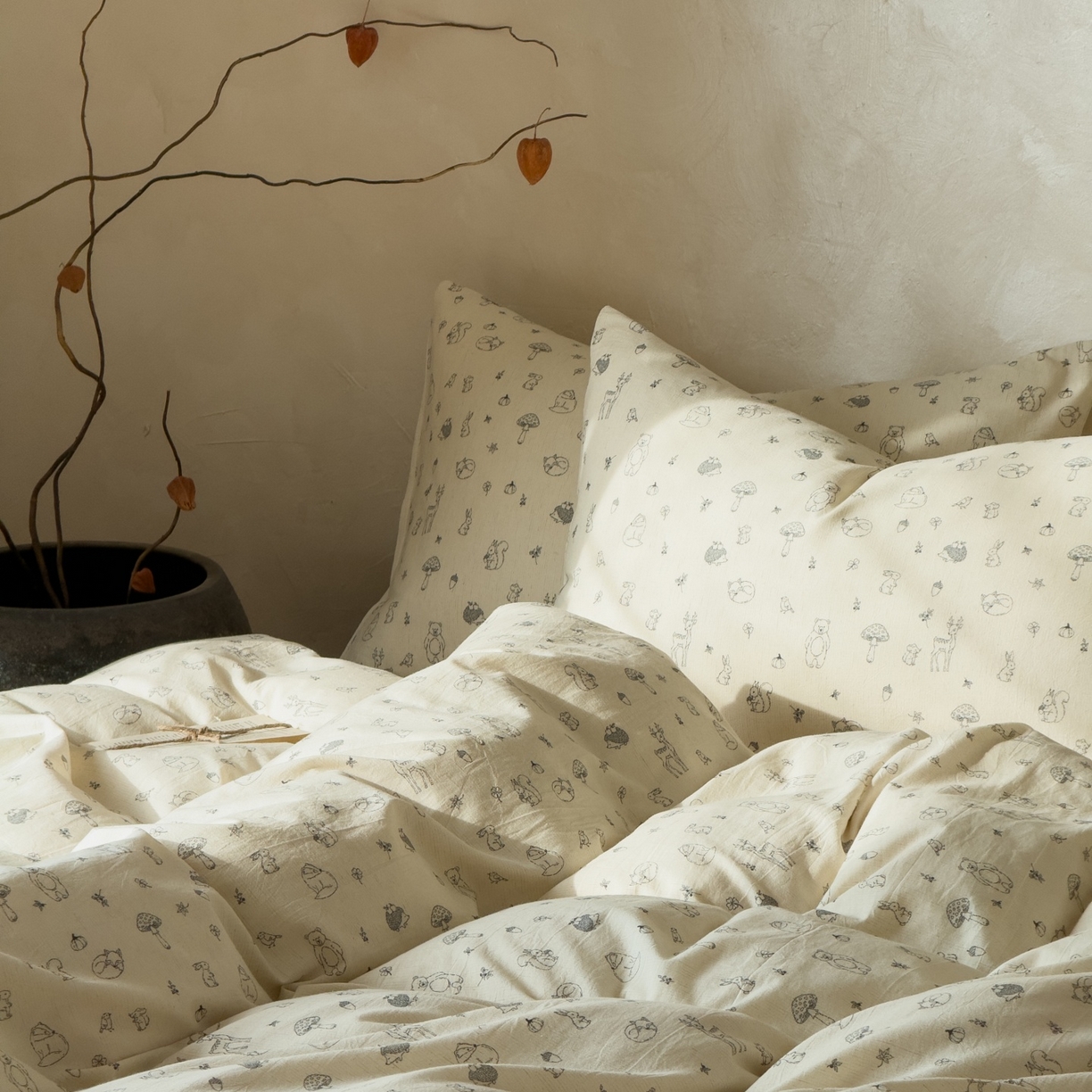 91家纺网 家纺一手货源 找家纺 （总）对白 2026新款A类棉麻文艺风人字纹印花四件套