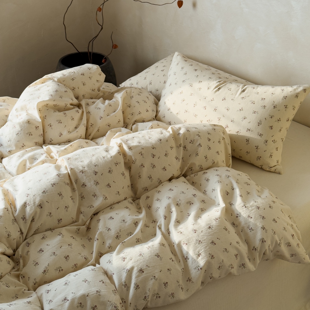 91家纺网 家纺一手货源 找家纺 对白 2026新款A类棉麻文艺风人字纹印花四件套 棉麻-长安