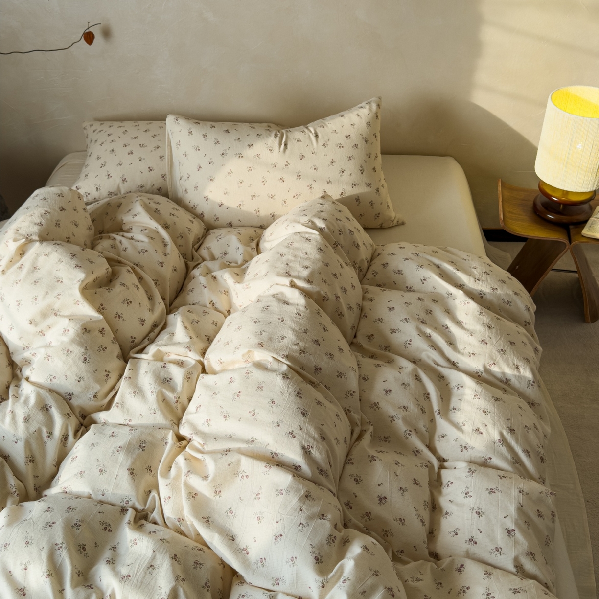 91家纺网 家纺一手货源 找家纺 对白 2026新款A类棉麻文艺风人字纹印花四件套 棉麻-长安