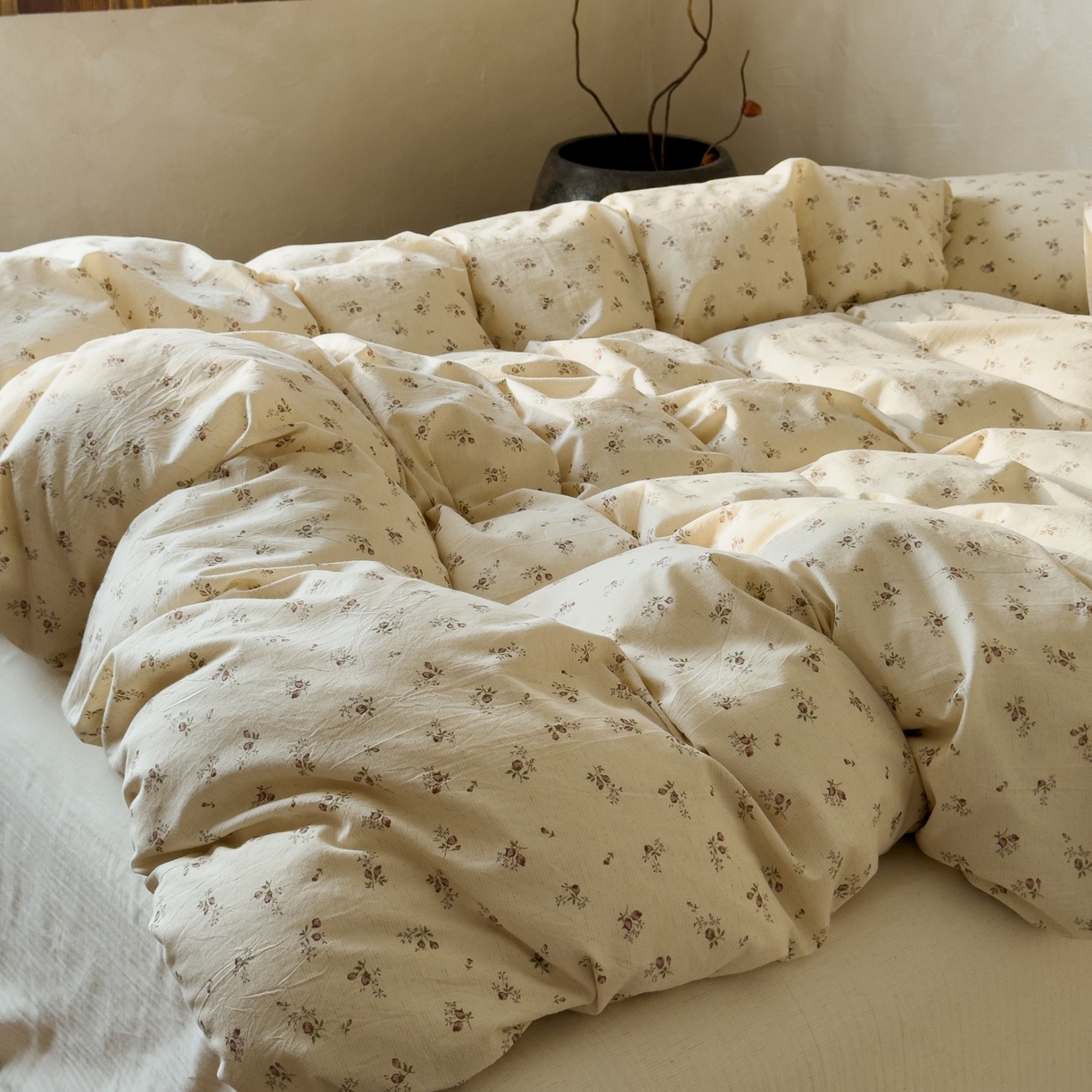 91家纺网 家纺一手货源 找家纺 对白 2026新款A类棉麻文艺风人字纹印花四件套 棉麻-长安