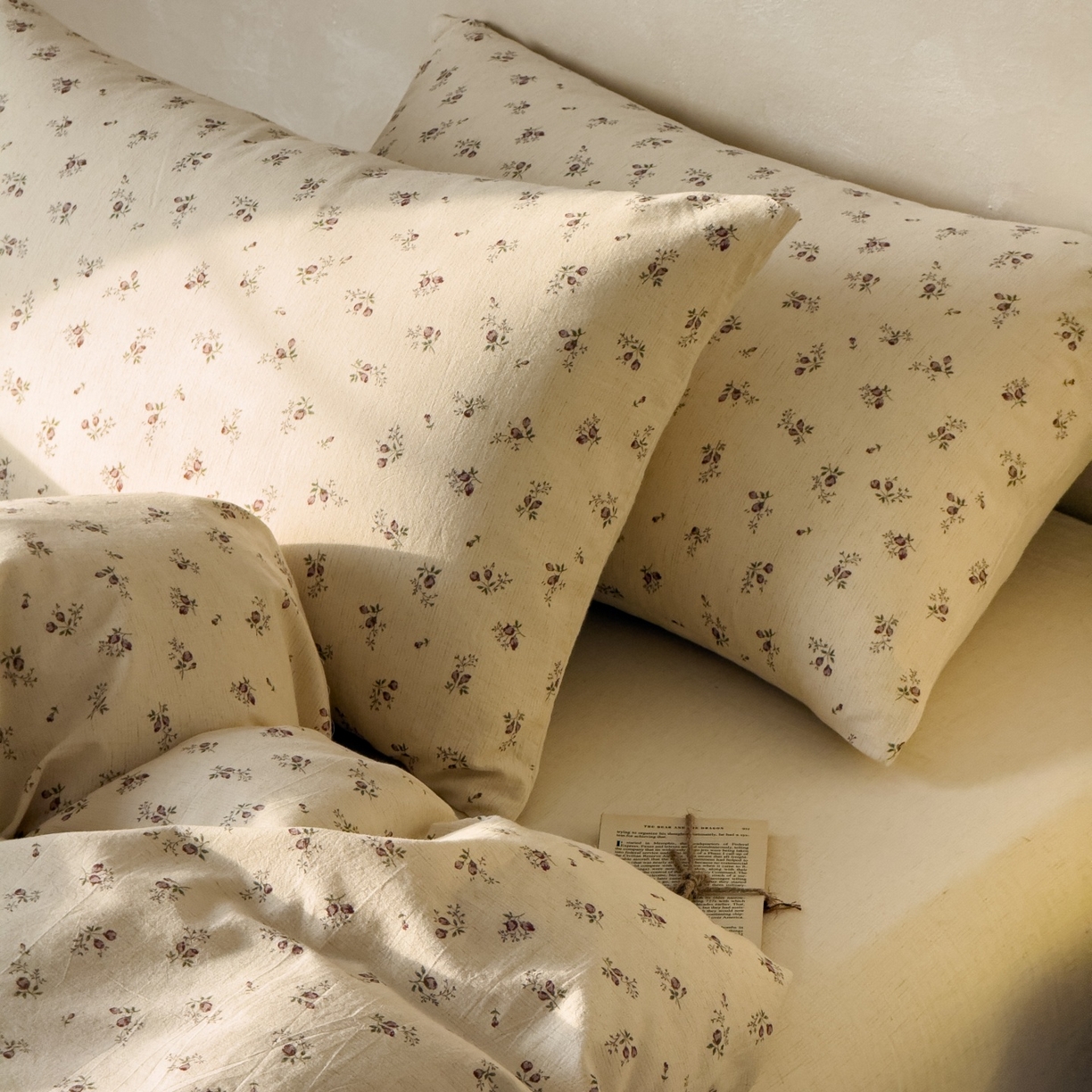 91家纺网 家纺一手货源 找家纺 对白 2026新款A类棉麻文艺风人字纹印花四件套 棉麻-长安