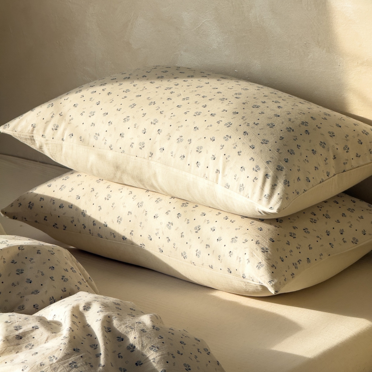 91家纺网 家纺一手货源 找家纺 对白 2026新款A类棉麻文艺风人字纹印花四件套 棉麻-铃兰